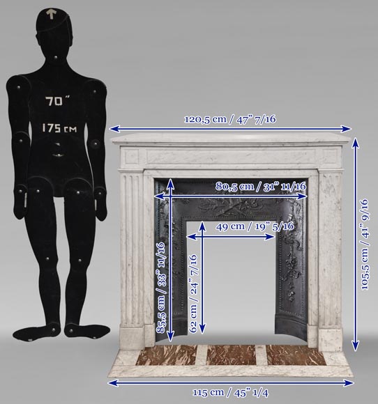 Louis XVI style molded Carrara marble mantel Louis XVI style molded Carrara marble mantel-10