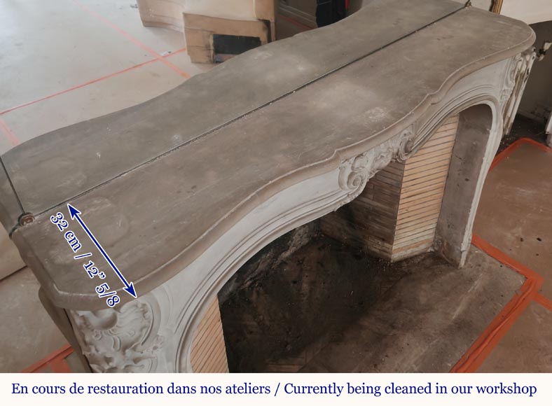 Louis XV style stone mantel Louis XV style stone mantel-12