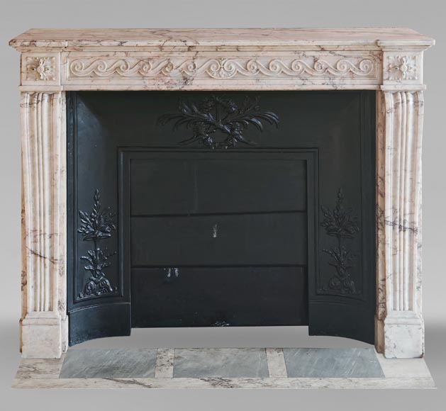 Louis XVI style mantel decorated with a Greek frieze carved in onyx Louis XVI style mantel decorated with a Greek frieze carved in onyx-0