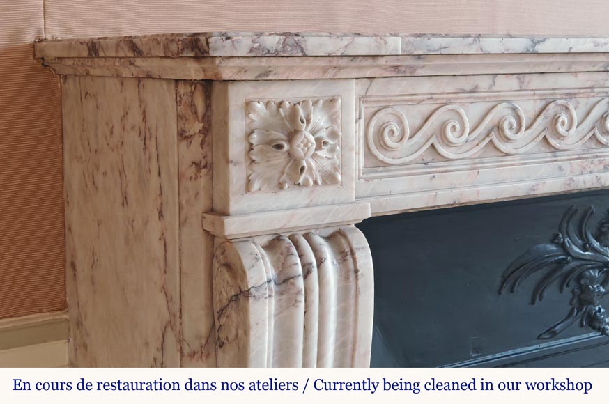 Louis XVI style mantel decorated with a Greek frieze carved in onyx Louis XVI style mantel decorated with a Greek frieze carved in onyx-5