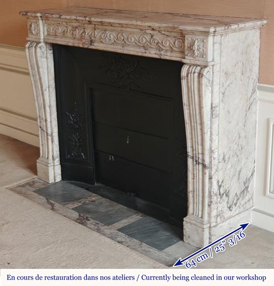Louis XVI style mantel decorated with a Greek frieze carved in onyx Louis XVI style mantel decorated with a Greek frieze carved in onyx-7
