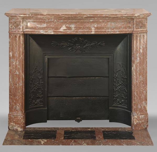 Louis XVI style curved mantel in Northern Red marble Louis XVI style curved mantel in Northern Red marble-0