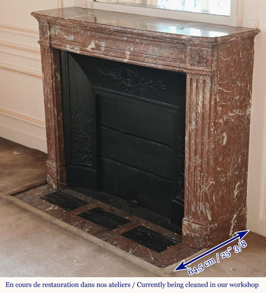 Louis XVI style curved mantel in Northern Red marble Louis XVI style curved mantel in Northern Red marble-5