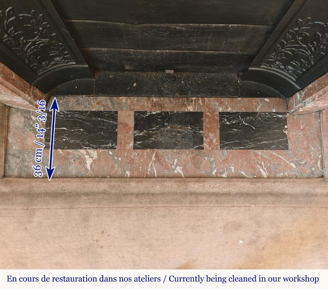 Louis XVI style curved mantel in Northern Red marble Louis XVI style curved mantel in Northern Red marble-8