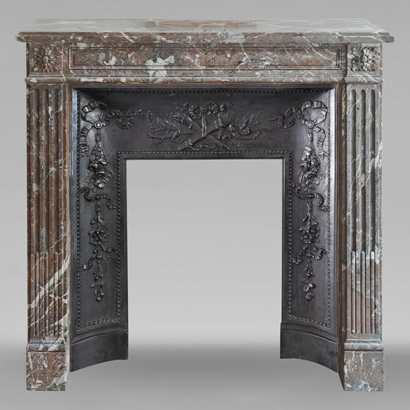 Louis XVI period mantel in Rouge du Nord marble Louis XVI period mantel in Rouge du Nord marble-0