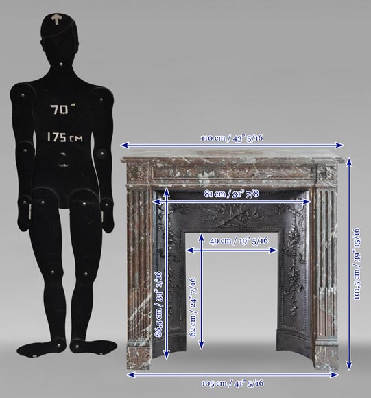 Louis XVI period mantel in Rouge du Nord marble Louis XVI period mantel in Rouge du Nord marble-9