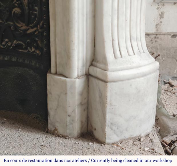 Louis XV style mantel in highly carved Carrara marble Louis XV style mantel in highly carved Carrara marble-14