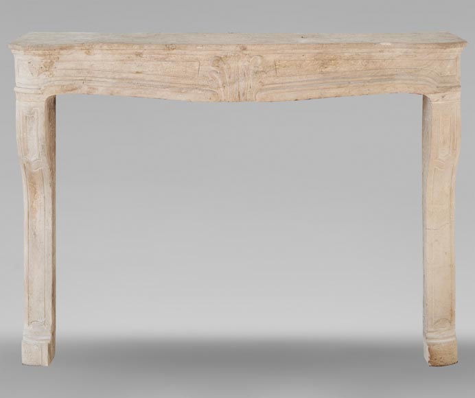 Louis XV period Burgundian mantel carved in stone with palmette motif Louis XV period Burgundian mantel carved in stone with palmette motif-0