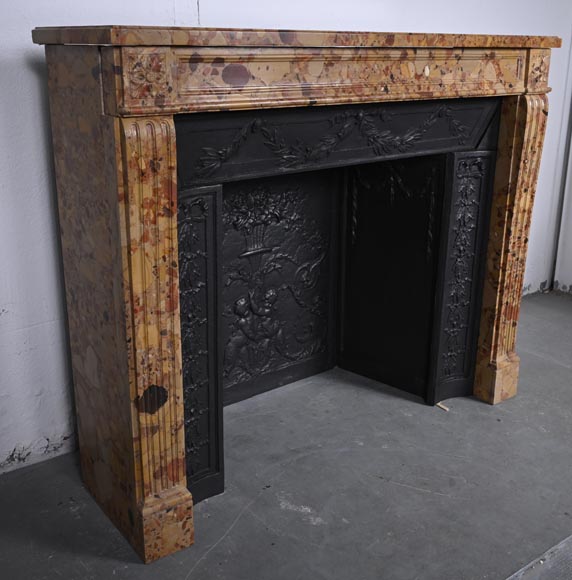 Small Louis XVI style mantel carved in Aleppo Breche Small Louis XVI style mantel carved in Aleppo Breche-2