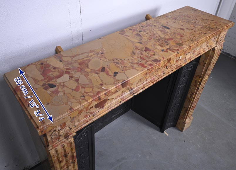 Small Louis XVI style mantel carved in Aleppo Breche Small Louis XVI style mantel carved in Aleppo Breche-13