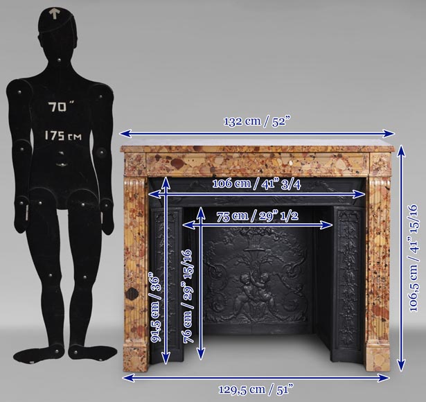 Small Louis XVI style mantel carved in Aleppo Breche Small Louis XVI style mantel carved in Aleppo Breche-14