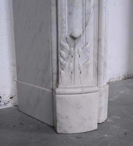 Louis XV style Carrara marble mantel with deeply carved entablature  Louis XV style Carrara marble mantel with deeply carved entablature-9
