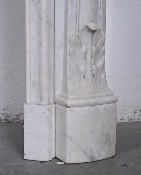 Louis XV style Carrara marble mantel with deeply carved entablature  Louis XV style Carrara marble mantel with deeply carved entablature-12