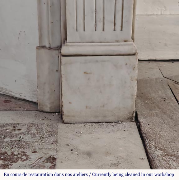 Louis XVI style Carrara marble mantel with filleted flutes Louis XVI style Carrara marble mantel with filleted flutes-7