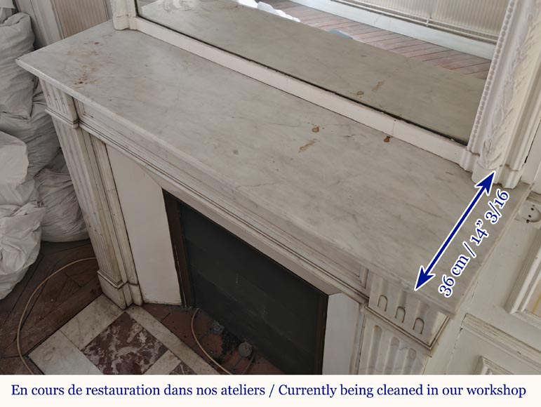 Louis XVI style Carrara marble mantel with filleted flutes Louis XVI style Carrara marble mantel with filleted flutes-8