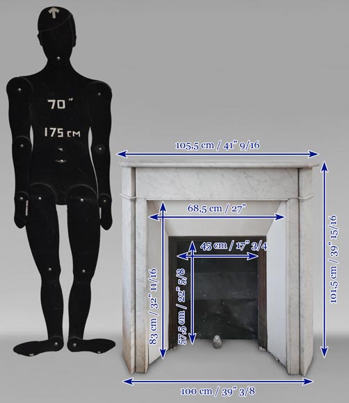 Louis XVI mantel in Carrara marble Louis XVI mantel in Carrara marble-8