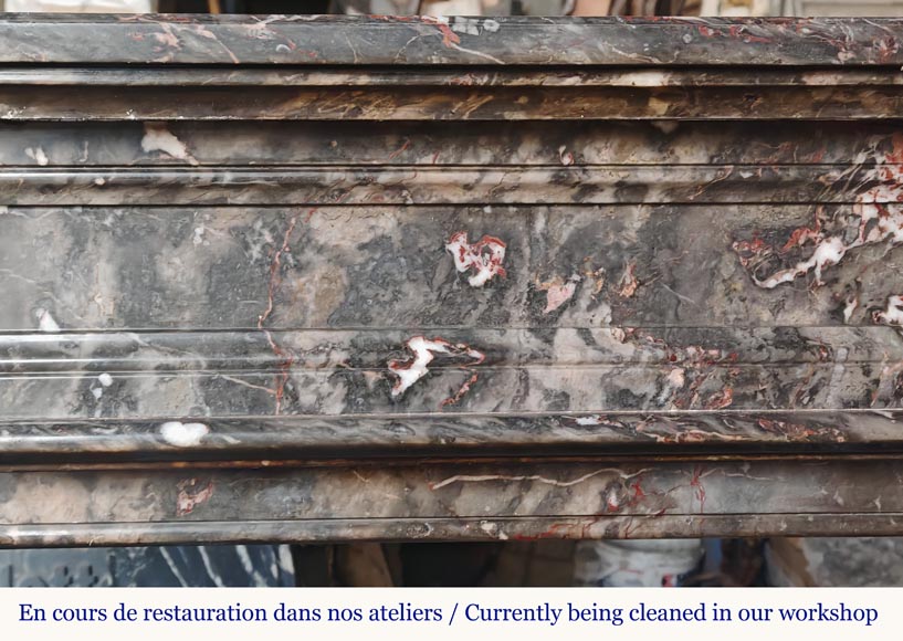 Louis XVI style molded marble mantel in Jourdan wood Louis XVI style molded marble mantel in Jourdan wood-1