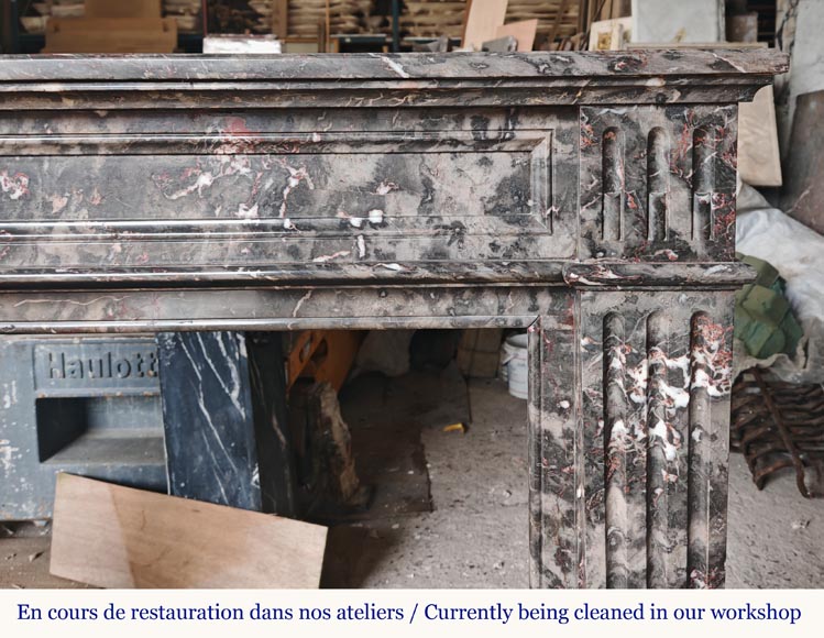 Louis XVI style molded marble mantel in Jourdan wood Louis XVI style molded marble mantel in Jourdan wood-6