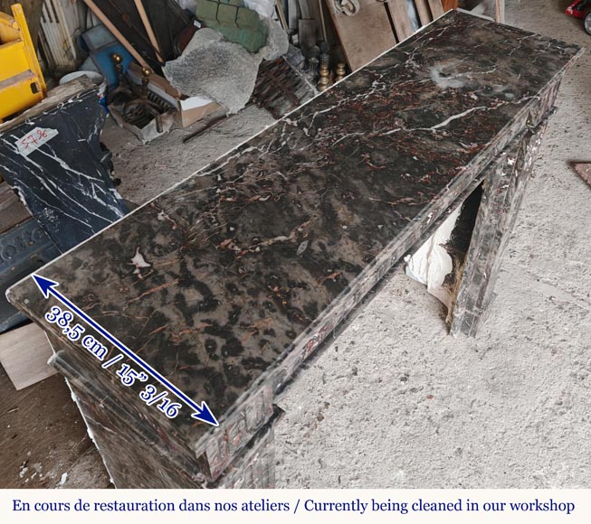 Louis XVI style molded marble mantel in Jourdan wood Louis XVI style molded marble mantel in Jourdan wood-8