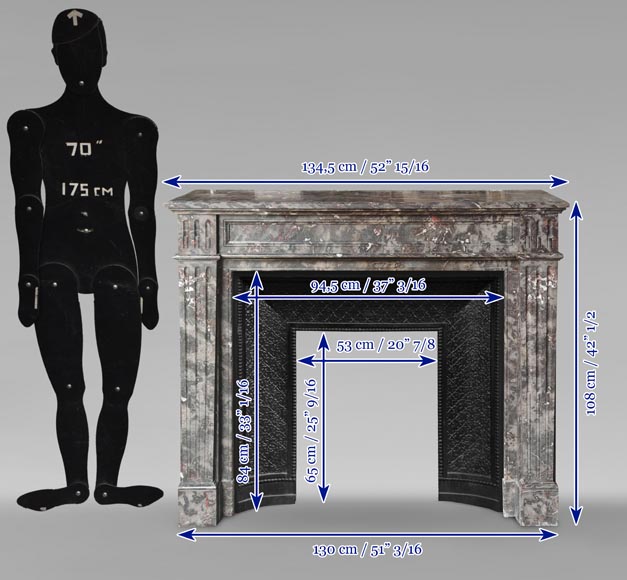 Louis XVI style molded marble mantel in Jourdan wood Louis XVI style molded marble mantel in Jourdan wood-9