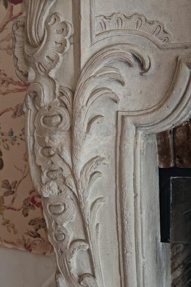 Louis XV period stone mantel with carved overmantel Louis XV period stone mantel with carved overmantel-15