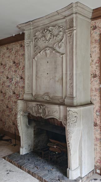 Louis XV period stone mantel with carved overmantel Louis XV period stone mantel with carved overmantel-17