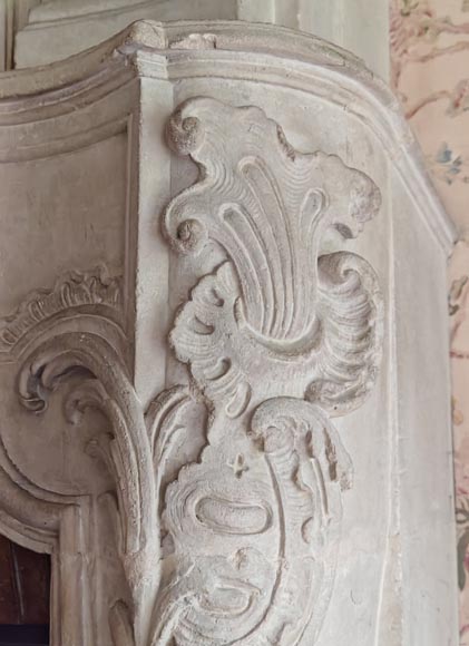 Louis XV period stone mantel with carved overmantel Louis XV period stone mantel with carved overmantel-19