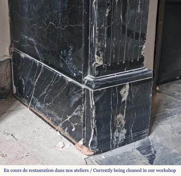 Louis XVI style molded black Marquina marble mantel Louis XVI style molded black Marquina marble mantel-4