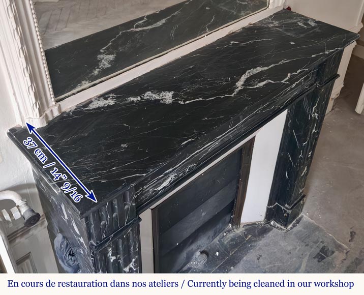 Louis XVI style molded black Marquina marble mantel Louis XVI style molded black Marquina marble mantel-8