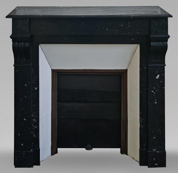 Napoleon III style mantel with black speckled marble modillions Napoleon III style mantel with black speckled marble modillions-0