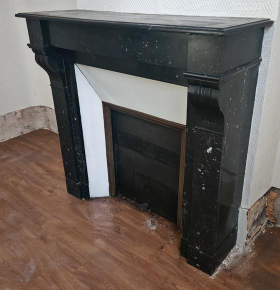Napoleon III style mantel with black speckled marble modillions Napoleon III style mantel with black speckled marble modillions-5