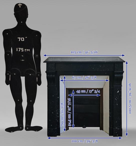 Napoleon III style mantel with black speckled marble modillions Napoleon III style mantel with black speckled marble modillions-9