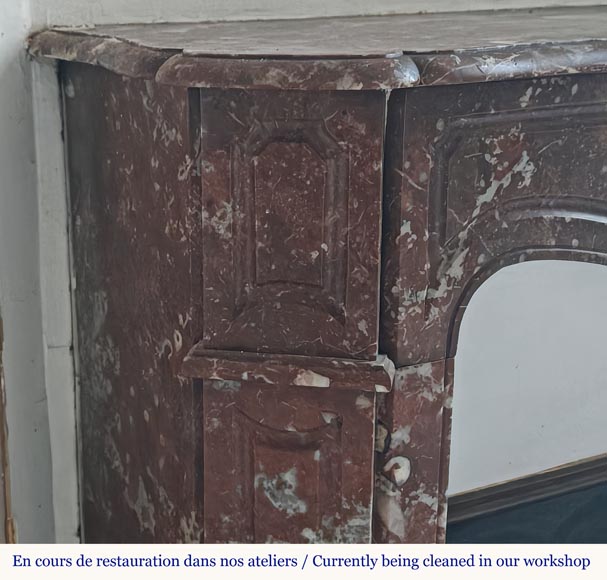 Louis XV style Pompadour mantel in Rouge du Nord marble Louis XV style Pompadour mantel in Rouge du Nord marble-3