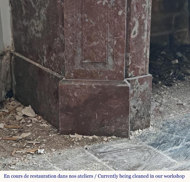 Louis XV style Pompadour mantel in Rouge du Nord marble Louis XV style Pompadour mantel in Rouge du Nord marble-4