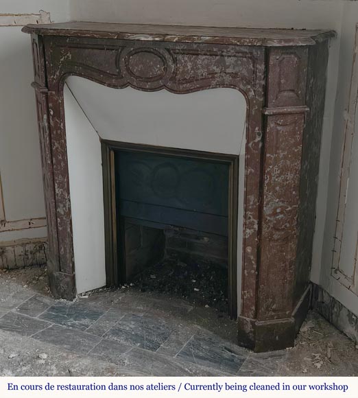 Louis XV style Pompadour mantel in Rouge du Nord marble Louis XV style Pompadour mantel in Rouge du Nord marble-5
