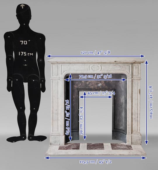 Carrara marble Louis XV mantel in the Pompadour style Carrara marble Louis XV mantel in the Pompadour style-9