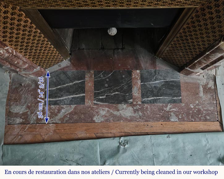 Louis XIV style mantel with acroterion in Rouge du Nord marble Louis XIV style mantel with acroterion in Rouge du Nord marble-8