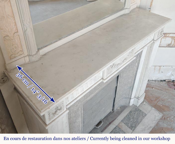 Louis XVI style semi-statuary marble mantel adorned with a frieze of flowers Louis XVI style semi-statuary marble mantel adorned with a frieze of flowers-10