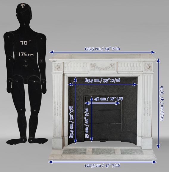Louis XVI style semi-statuary marble mantel adorned with a frieze of flowers Louis XVI style semi-statuary marble mantel adorned with a frieze of flowers-12