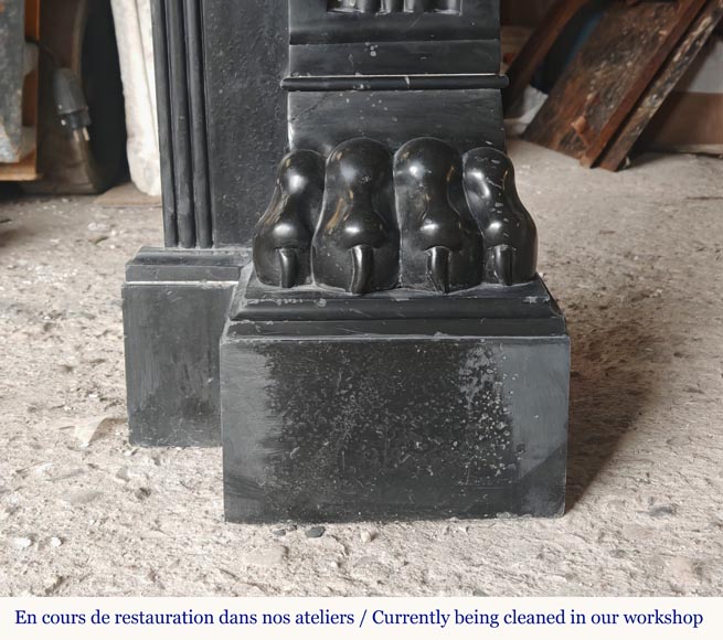Lion paw mantel in fine black marble Lion paw mantel in fine black marble-8