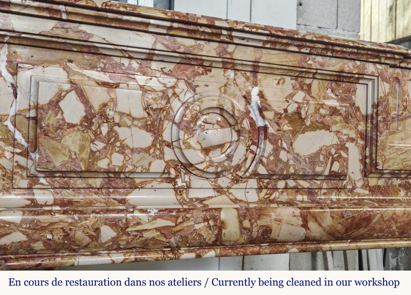 Louis XIV style fireplace in orange breccia marble Louis XIV style fireplace in orange breccia marble-2