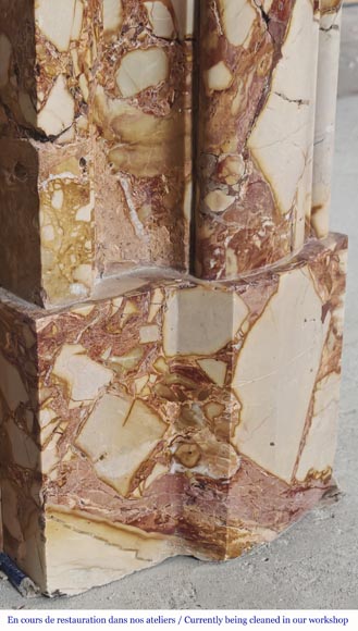 Louis XIV style fireplace in orange breccia marble Louis XIV style fireplace in orange breccia marble-5