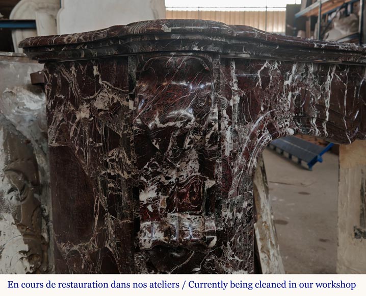 LXV style mantel carved in Levento marble LXV style mantel carved in Levento marble-3