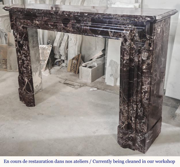 Louis XIV style fireplace with boudin in Levanto marble  Louis XIV style fireplace with boudin in Levanto marble-4