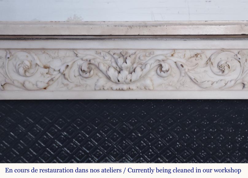 Louis XVI style mantel with Ionic half-columns in statuary marble Louis XVI style mantel with Ionic half-columns in statuary marble-1