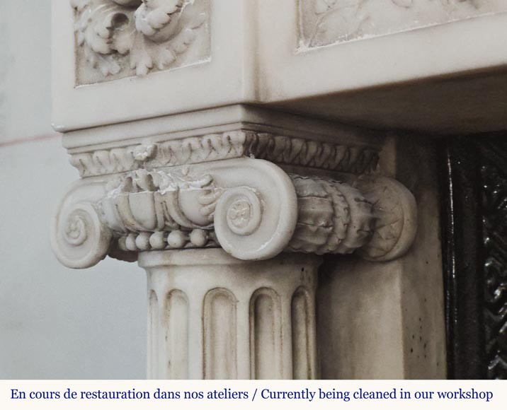 Louis XVI style mantel with Ionic half-columns in statuary marble Louis XVI style mantel with Ionic half-columns in statuary marble-6