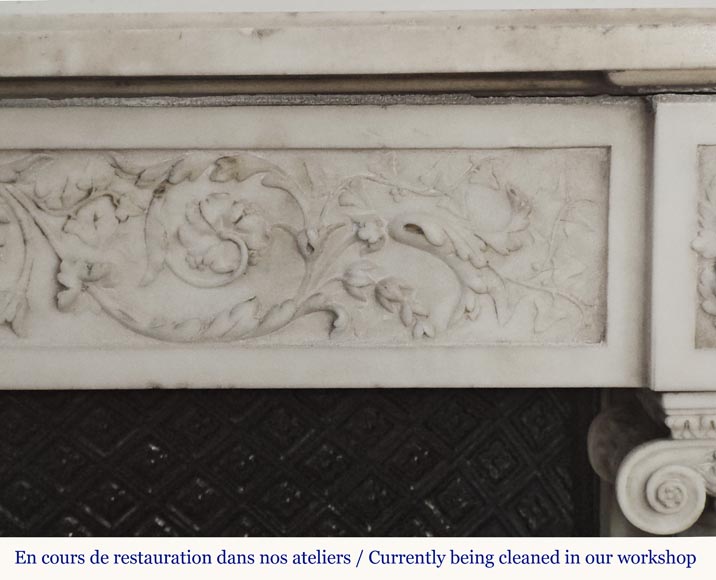 Louis XVI style mantel with Ionic half-columns in statuary marble Louis XVI style mantel with Ionic half-columns in statuary marble-11
