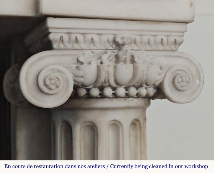 Louis XVI style mantel with Ionic half-columns in statuary marble Louis XVI style mantel with Ionic half-columns in statuary marble-13