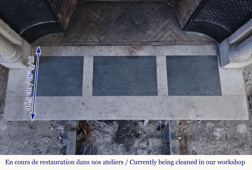 Louis XVI style mantel with Ionic half-columns in statuary marble Louis XVI style mantel with Ionic half-columns in statuary marble-15