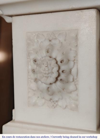 Louis XVI style mantel in statuary marble with Ionic columns Louis XVI style mantel in statuary marble with Ionic columns-6